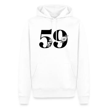 Numéro 59 floral noir - 59e anniversaire floral - Sweat à capuche Premium bio Homme - blanc - Devant - Nico (187cm)