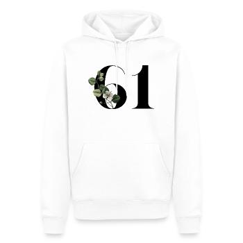 Nummer 61 Blumengrün - 61. Geburtstag Blumen - Männer Premium Bio Hoodie - Weiß - Vorne - Nico (187cm)