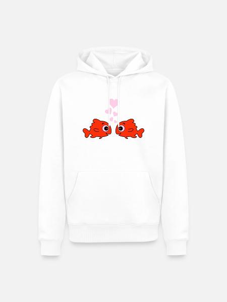 Comic Pisces in Love - Men’s Premium Organic Hoodie - white
