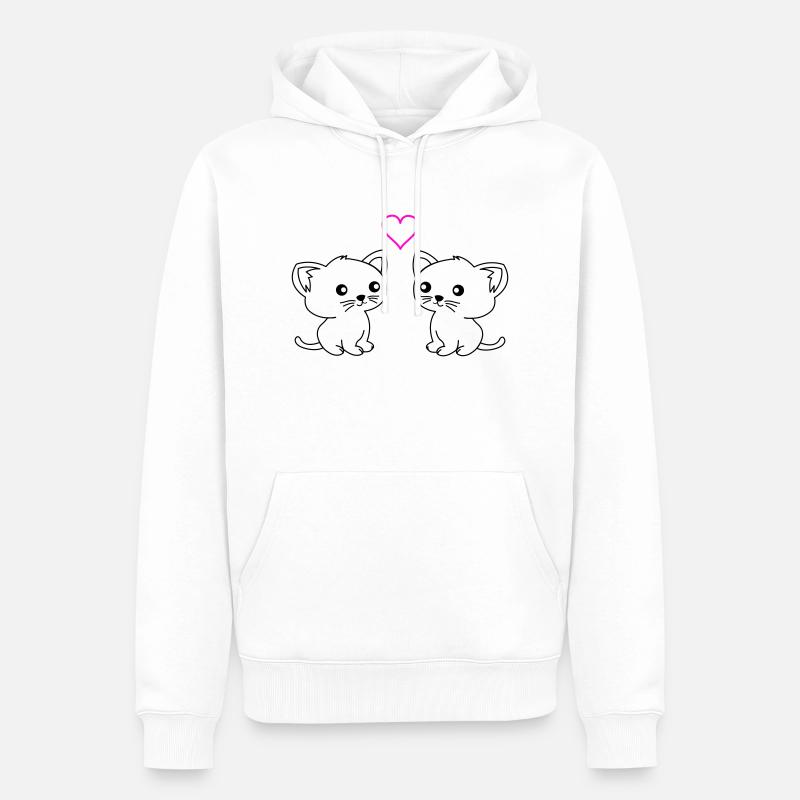 Les chats mignons adorent - Sweat à capuche Premium bio Homme - blanc