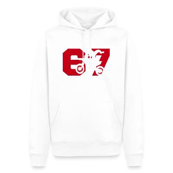 Moto 67 motard - Sweat à capuche Premium bio Homme - blanc - Devant - Nico (187cm)