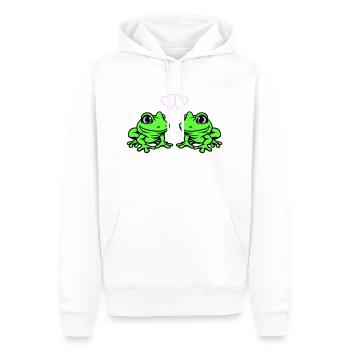grenouille bande dessinée amour - Sweat à capuche Premium bio Homme - blanc - Devant - Nico (187cm)