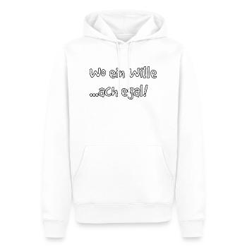 Wo ein Wille, ach egal. Lustiger Spruch - Männer Premium Bio Hoodie - Weiß - Vorne - Nico (187cm)