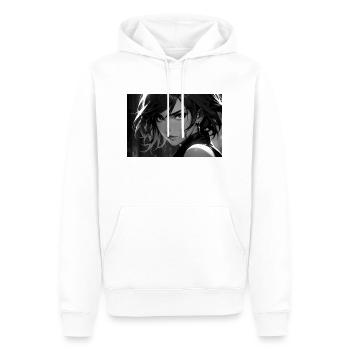 Femme Fatale dans un look expressif en noir et blanc - Sweat à capuche Premium bio Homme - blanc - Devant - Nico (187cm)