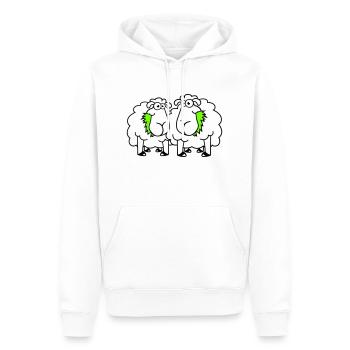 Deux moutons mangent de l’herbe 2 amis Équipe affamée - Sweat à capuche Premium bio Homme - blanc - Devant - Nico (187cm)