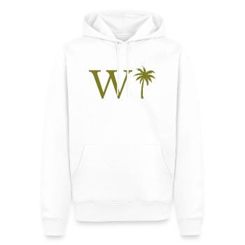 Lettre w vert Palm - Sweat à capuche Premium bio Homme - blanc - Devant - Nico (187cm)