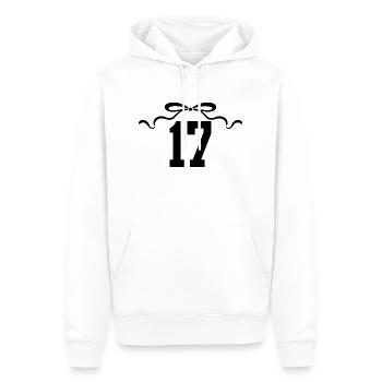 Numéro 17 noeud - 17e anniversaire - Sweat à capuche Premium bio Homme - blanc - Devant - Nico (187cm)