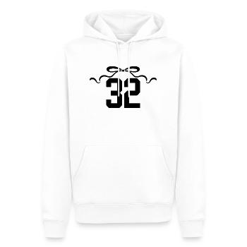 Numéro 32 noeud - 32e anniversaire - Sweat à capuche Premium bio Homme - blanc - Devant - Nico (187cm)