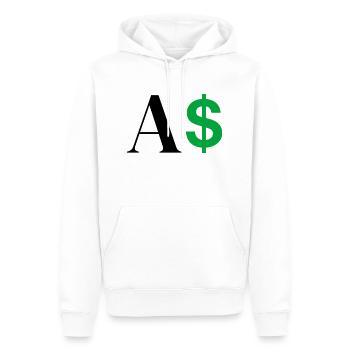 Lettre a dollar - Sweat à capuche Premium bio Homme - blanc - Devant - Nico (187cm)