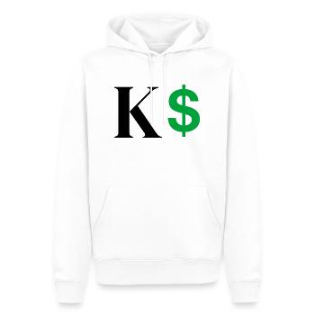 Lettre k dollar - Sweat à capuche Premium bio Homme - blanc - Devant - Nico (187cm)