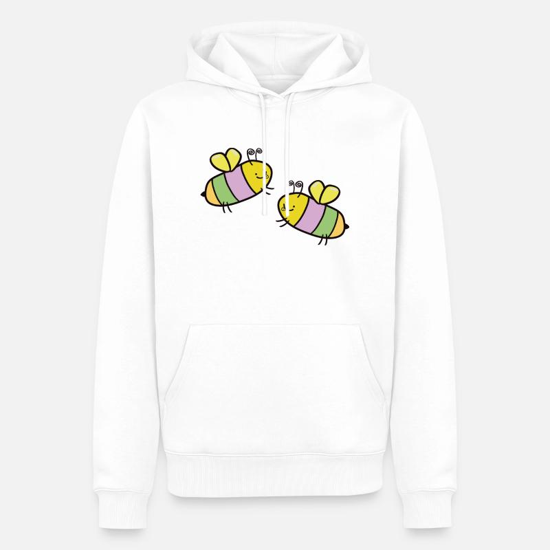 biene comic bunt 2 - Männer Premium Bio Hoodie - Weiß