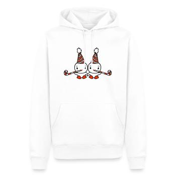 2 canards anniversaire fête chapeau deux bouffées an - Sweat à capuche Premium bio Homme - blanc - Devant - Nico (187cm)