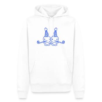 2 canards anniversaire fête chapeau deux bouffées an - Sweat à capuche Premium bio Homme - blanc - Devant - Nico (187cm)