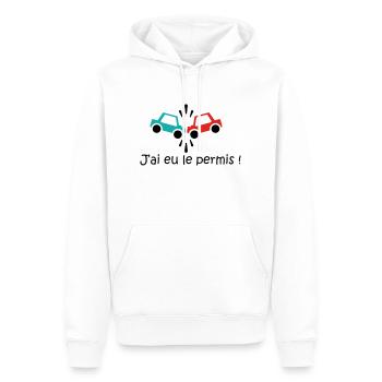 permis - Sweat à capuche Premium bio Homme - blanc - Devant - Nico (187cm)