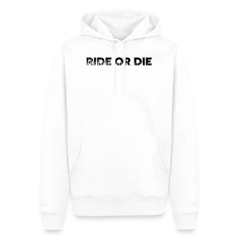 RIDE OR DIE - Männer Premium Bio Hoodie - Weiß - Vorne - Nico (187cm)