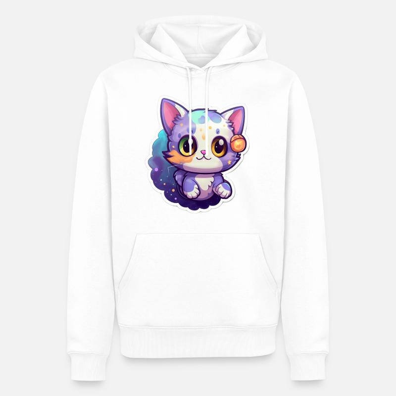 A cute space kitty - Männer Premium Bio Hoodie - Weiß