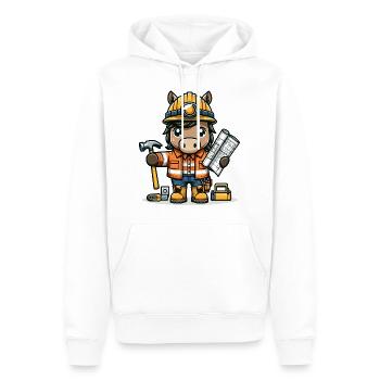 Cute Horse Construction Worker - Männer Premium Bio Hoodie - Weiß - Vorne - Nico (187cm)