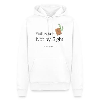 Walk by faith Not by Sight - 2. Korinther 5,7 - Männer Premium Bio Hoodie - Weiß - Vorne - Nico (187cm)