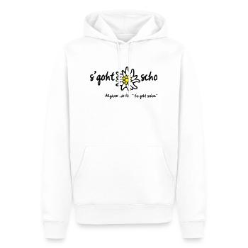 s'goht scho | Allgäu Tassen & Zubehör - Männer Premium Bio Hoodie - Weiß - Vorne - Nico (187cm)