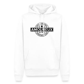 amoureux - Sweat à capuche Premium bio Homme - blanc - Devant - Nico (187cm)