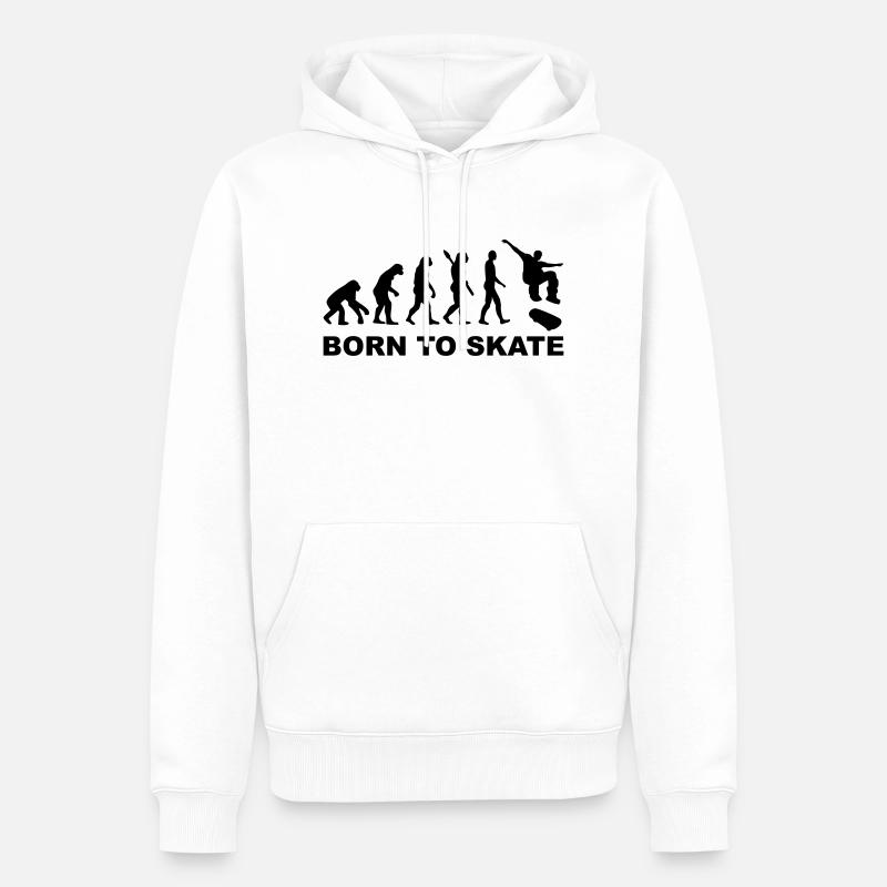 Évolution Skateboard - Sweat à capuche Premium bio Homme - blanc