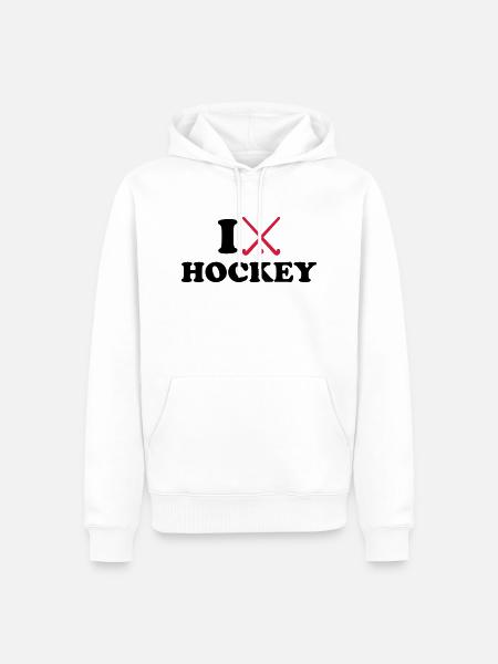 I love Field hockey - Men’s Premium Organic Hoodie - white