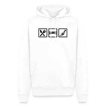 Eat Sleep Trompette - Sweat à capuche Premium bio Homme - blanc - Devant - Nico (187cm)