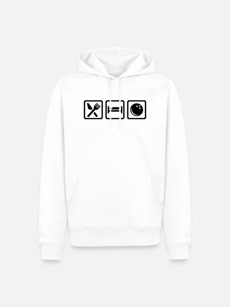 Eat Sleep Bowling - Sweat à capuche Premium bio Homme - blanc