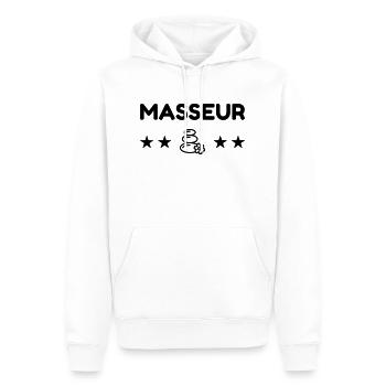 Massage / Masseur / Masseuse / Métier / Job - Sweat à capuche Premium bio Homme - blanc - Devant - Nico (187cm)