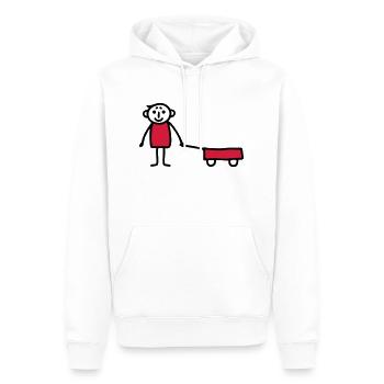 Junge mit Bollerwagen - V2 - Männer Premium Bio Hoodie - Weiß - Vorne - Nico (187cm)