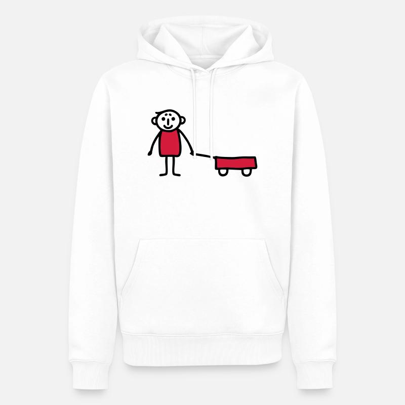 Junge mit Bollerwagen - V2 - Männer Premium Bio Hoodie - Weiß