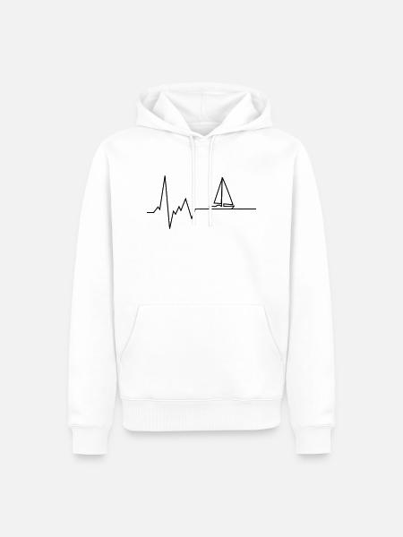 herzschlag segelboot - Männer Premium Bio Hoodie - Weiß