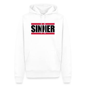 Sinner Text Logo - Männer Premium Bio Hoodie - Weiß - Vorne - Nico (187cm)