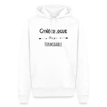 Gynécologue plus que formidable humour citation - Sweat à capuche Premium bio Homme - blanc - Devant - Nico (187cm)