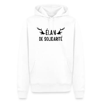 élan de solidarité - Sweat à capuche Premium bio Homme - blanc - Devant - Nico (187cm)