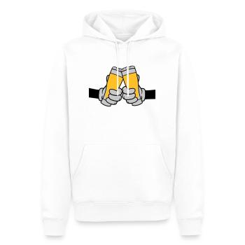 2 Freunde Anstoßen Bierglas - Männer Premium Bio Hoodie - Weiß - Vorne - Nico (187cm)