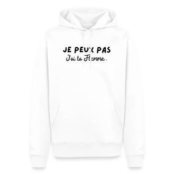 je peux pas j'ai la flemme idée cadeau pas cher - Sweat à capuche Premium bio Homme - blanc - Devant - Nico (187cm)