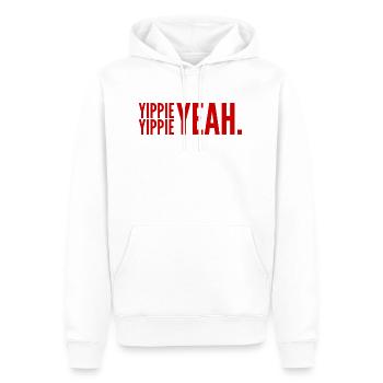YIPPIE YIPPIE YEAH - Brand NEW Original Design : ) - Männer Premium Bio Hoodie - Weiß - Vorne - Nico (187cm)