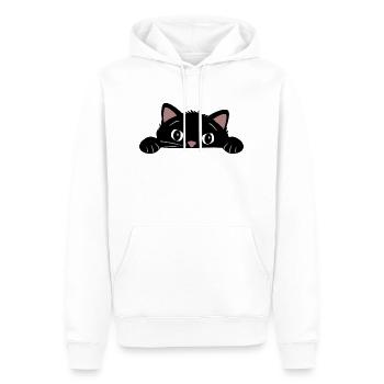 Peeping chat noir drôle - Sweat à capuche Premium bio Homme - blanc - Devant - Nico (187cm)