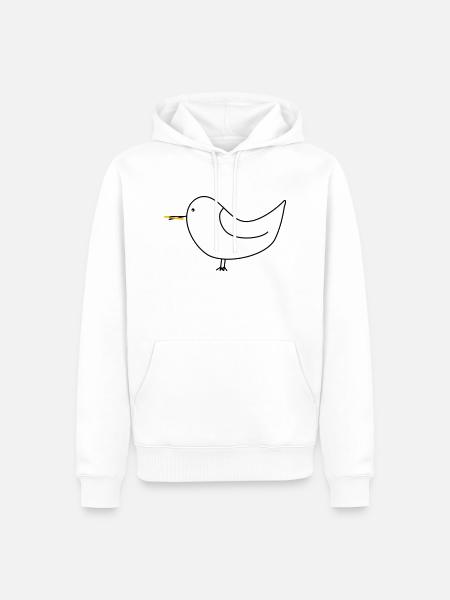 Weiße Möwe mit Pommes - Männer Premium Bio Hoodie - Weiß