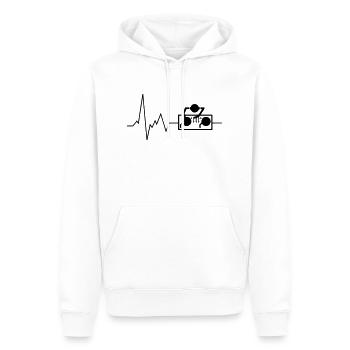 Herzschlag DJ Disk Jockey Musik Equalizer Mixer - Männer Premium Bio Hoodie - Weiß - Vorne - Nico (187cm)