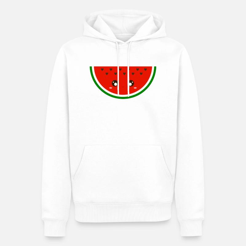 pastèque kawaii - Sweat à capuche Premium bio Homme - blanc