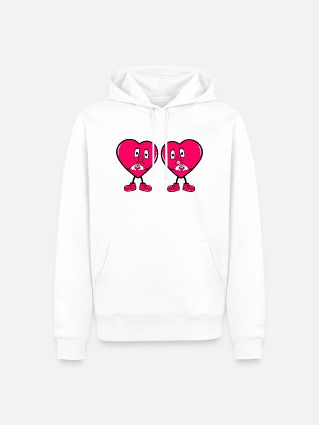 Comic Hearts Love - Men’s Premium Organic Hoodie - white