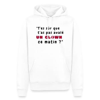 T-shirt Le chat clown - Sweat à capuche Premium bio Homme - blanc - Devant - Nico (187cm)