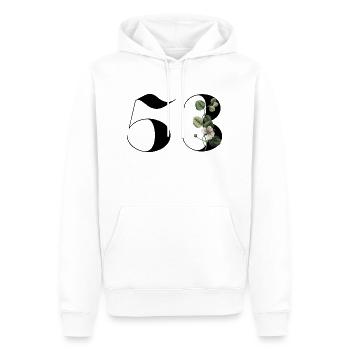 Numéro 53 floral vert - 53e anniversaire floral - Sweat à capuche Premium bio Homme - blanc - Devant - Nico (187cm)