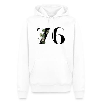 Nummer 76 Blumengrün - 76. Blumengeburtstag - Männer Premium Bio Hoodie - Weiß - Vorne - Nico (187cm)