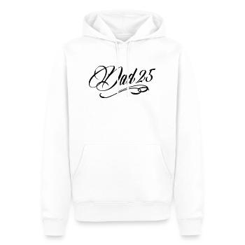 Papa 25 Père Bébé Papa 2025 - Sweat à capuche Premium bio Homme - blanc - Devant - Nico (187cm)