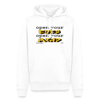 Open you eyes Open your mind - Men’s Premium Organic Hoodie - white - Front - Nico (187cm)