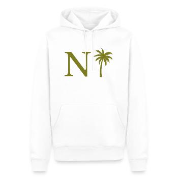 Lettre n vert Palm - Sweat à capuche Premium bio Homme - blanc - Devant - Nico (187cm)