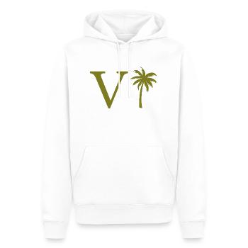 Letter V Green Palm - Men’s Premium Organic Hoodie - white - Front - Nico (187cm)